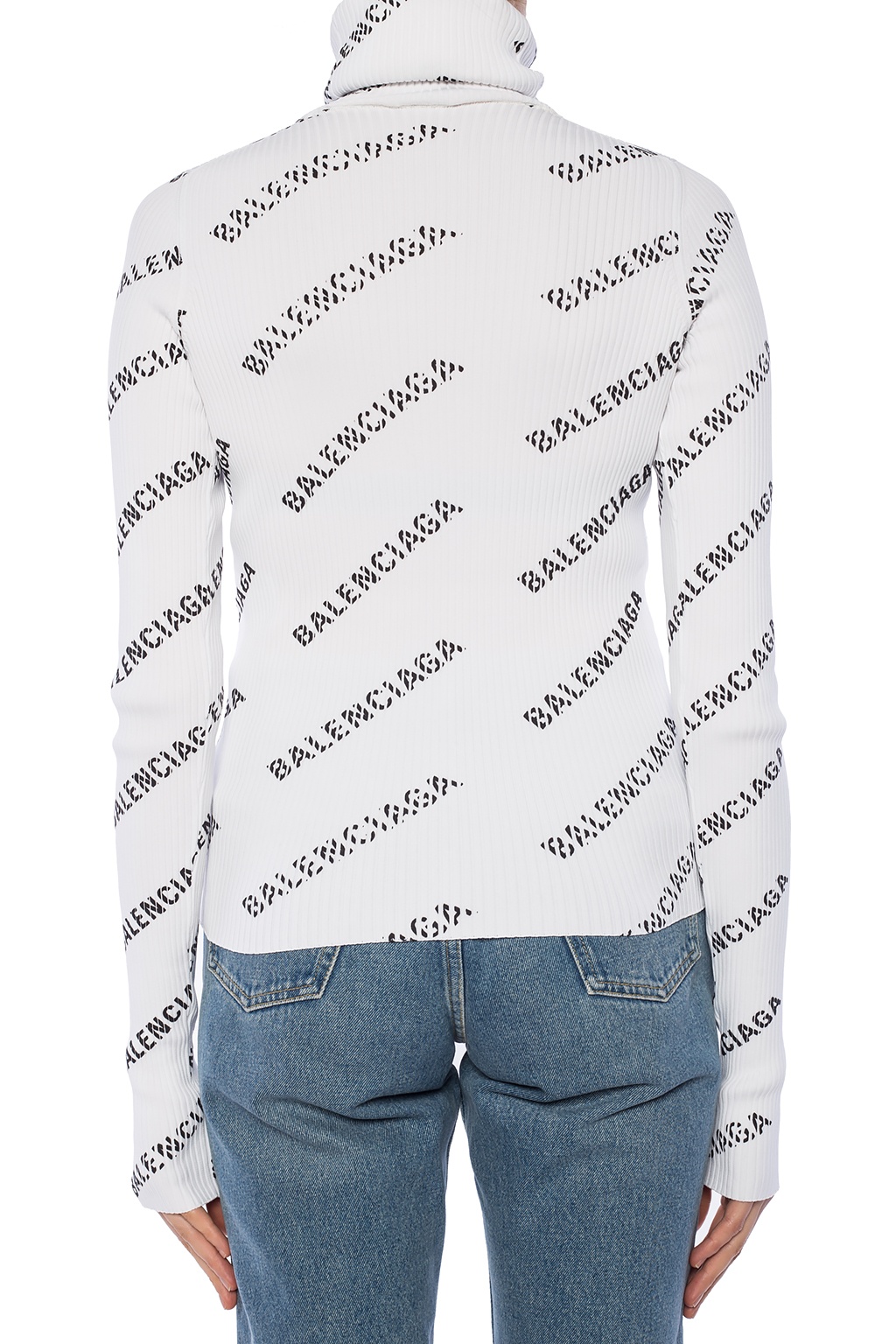 Balenciaga Ribbed turtleneck sweater with logo | Women's Clothing